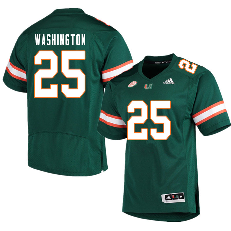 Men #25 Keshawn Washington Miami Hurricanes College Football Jerseys Sale-Green